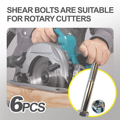 Grade 5 Shear Bolts with Nylock Nuts for Rotary Cutter,Tractor Gearbox - 6 Pack (Grade 5:1/2" X 3-1/2")