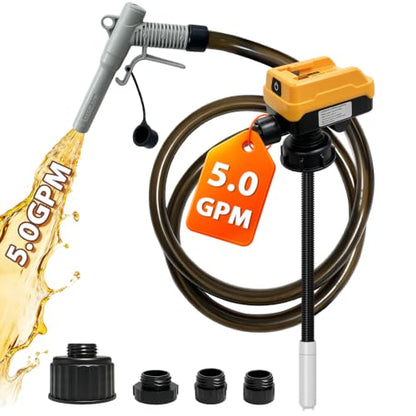 Fuel Transfer Pump with Auto Shut-Off Compatible with DeWalt 20V Battery - color: Black