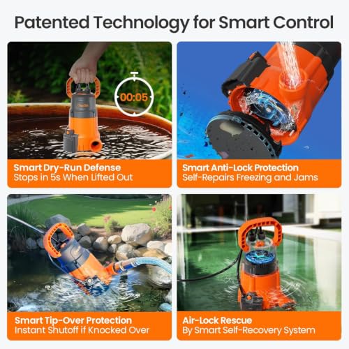 Cleartide utility submersible pump with water sensor 1/3hp pump with hose, 10ft - style: 1/3HP Auto Water Sensor Pump with Hose
