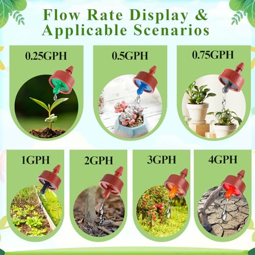 200Pcs 3 GPH Pressure Compensating Drippers,3 GPH Drip Emitters - color: 3 GPH 200PCS