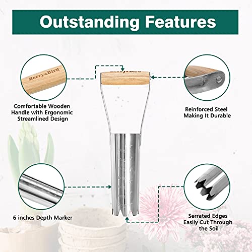 Garden Bulb Planter with 6 inches Depth Mark, Bulb Transplanter - size: 14.3in Bulb Planter