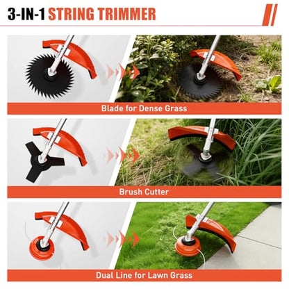 Baotree 52cc 6 in 1 Gas Hedge Trimmer, Weed Eater, String Trimmer, Edger, Pole Saw Chainsaw Pruner with EPA, CE and EMC Certification