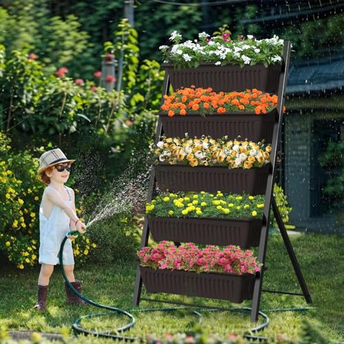 TOREVSIOR 5-Tier Vertical Raised Garden Bed, Elevated Herb Planter Box