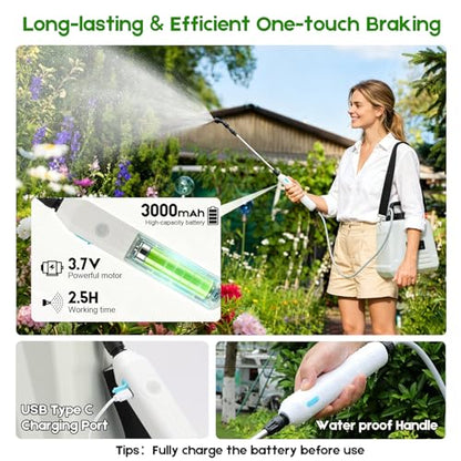 2 Gallon Battery Powered Sprayer,Electric Weed Sprayer 3 Mist Nozzles Yard - color: White