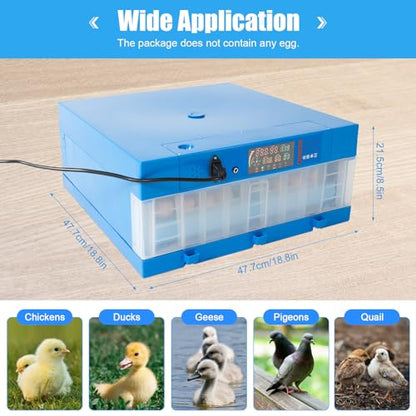 48 Egg Incubator, Automatic Egg Hatcher with Dual Power & Full Kit for Chicken Duck Quail Eggs, Digital Poultry Hatchery for Home Farm