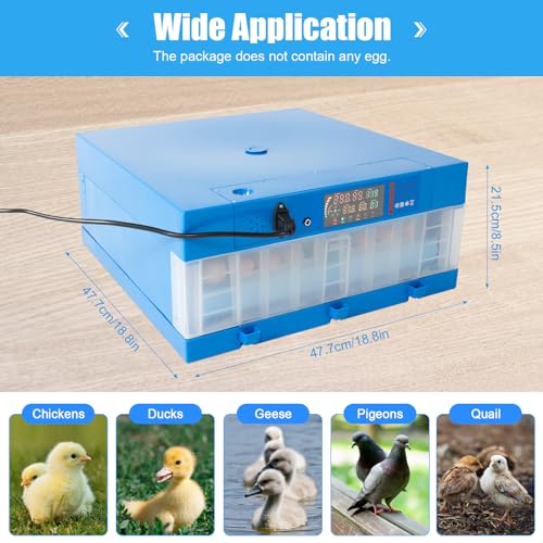 Egg Hatching Incubator 64 Eggs Automatic Egg Incubator Fully Automatic Digital Poultry Brooding Machine, Temperature Humidity Control & Automatic Egg Turner, for Chicken, Ducks, Birds & More - size: 64 egss