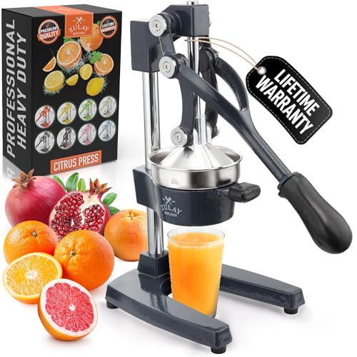 Zulay Kitchen Cast Iron Juicer - Heavy Duty Orange Juicer with Detachable Strainers for Easy Cleaning, Citrus Press for Citrus Fruits, Perfect for Bartenders, Juice Lovers & Health Enthusiasts - color: Graphite, size: Original