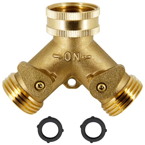 Lifynste 2 Way Brass Hose Splitter, 3/4" Brass Garden Hose Connectors Adapter, 1 Pack - color: Brass