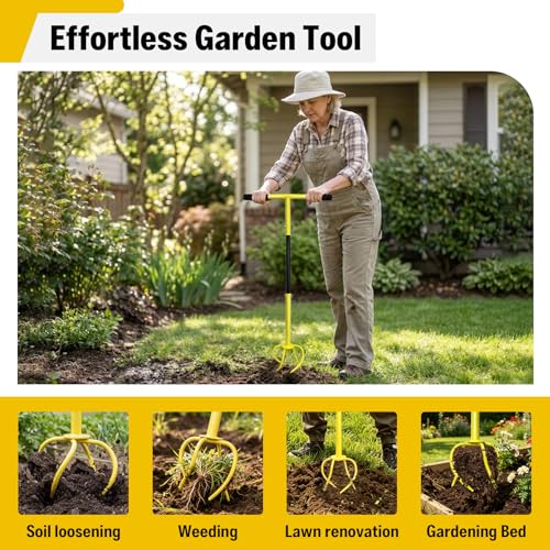 Gardening Hand Tiller, Manual Twist Tiller, Claw Cultivator Tiller