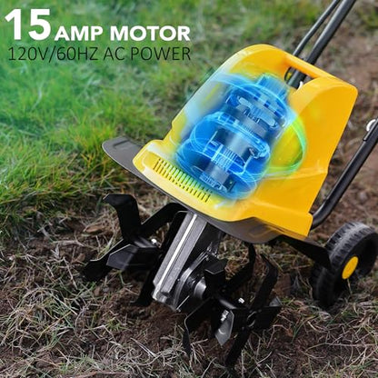 IncwBo 12'' 15-AMP Electric Roto Tiller Cultivator for Gardening Cored - size: 15 AMP-12 INCH