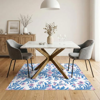 5'x7' Blue Pink Chinoiserie Toile Way Motif Washable Area Rug - color: Blue/Pattern 1, size: 5' x 7' (Rectangular)
