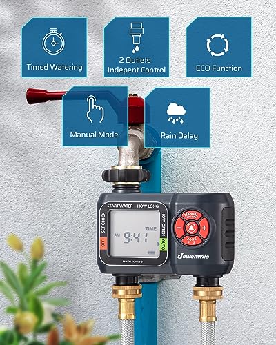 DEWENWILS 2-Zone Hose Timer with Rain Delay, Manual & Auto Watering - color: 2 Zone