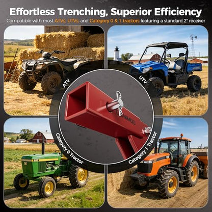 CAMMOO Hitch Mounted Trencher Ripper, 2" Receiver, Red - color: Red