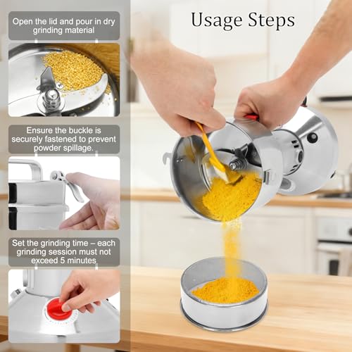 2000W Electric Grain Mill Grinder, 550g Flour Mill Grinder for Home - size: 550g