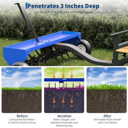 Garvee 48" Tow Behind Lawn Aerator, Universal Hitch, ATV/UTV/Tractor - size: 48"