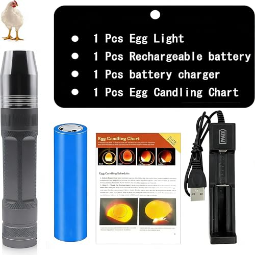 Egg Candler for Chicken Eggs, Rechargeable USB Egg Candling Light - color: Dark Silver