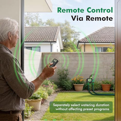 RESTMO Remote Control Brass Sprinkler Timer for Outdoor Hose Faucet 2 Zone - color: Gray