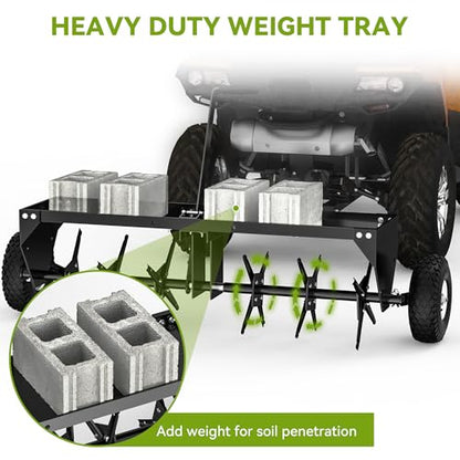 40in Tow Behind Plug Aerator w/24 Galvanized Coring Knives, Universal Hitch