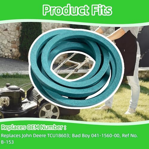 Mower Deck Belt 5/8" x 156" Fits for Bad Boy 54 inch 041-1560-00/CZT Elite, CZT Elite Hustler 602077, Toro 126-6626 Ref NoB-153, John Deere TCU18603 (54" Deck) - size: 041-1560-00(1pk)