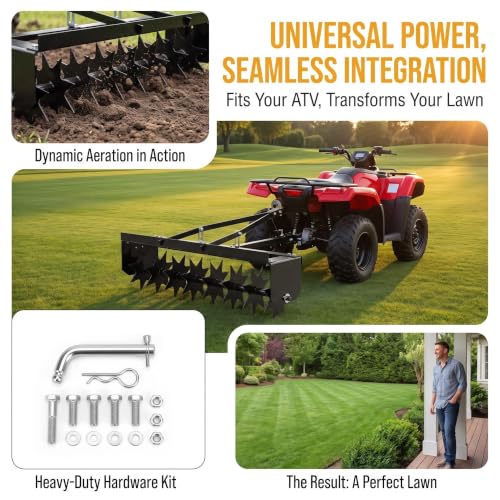 Heavy Duty Tow Behind Lawn Aerator with Steel Spike Discs for Soil