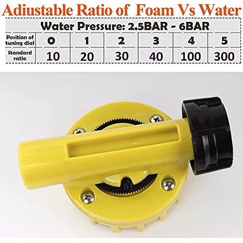 Foam Cannon for Garden Hose，Adjustment Ratio Dial Foam Gun,Car Wash Soap Spray Foamer Yellow - color: Yellow