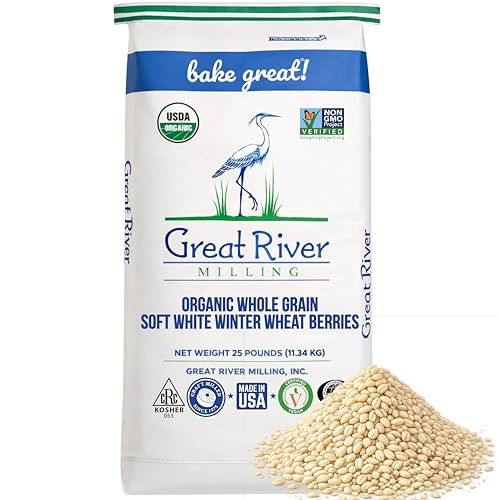 Great River Milling Organic Soft White Wheat Berries, Non-GMO, 25 lb