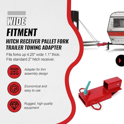 HECASA Clamp On Forklift 2" Hitch Receiver Pallet Fork Trailer Towing