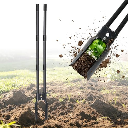 LLARGUEST Post Hole Digger,54 Inch Heavy Duty Metal Hole Digger Tool for Digging,Grey Manual Tool for Transplant, Camping,Gardening.