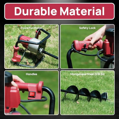 DC HOUSE 1500W Electric Post Hole Digger Earth Auger Hole Digger Digging Tools Auger with 6" Digging Bit Set with Reverse Function, Prune Farmland and Garden - size: 6" Bit Set