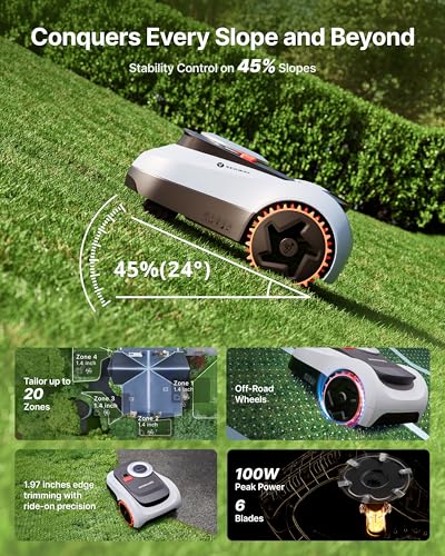Segway Navimow i215 LiDAR Robot Lawn Mower Wire Free with Garage M, LiDAR & Vision Dual Fusion, Auto Mapping, Off-Road Wheels for 45% Slopes, Covers 0.37 Acre (Garage Shipped Separately) - style: i215 LiDAR + Garage M