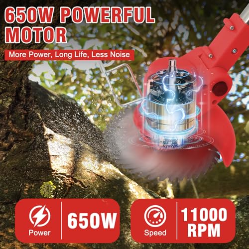 24V Electric Weed Wacker Cordless, 3 in 1 Battery Powered String Trimmer - color: Black-red