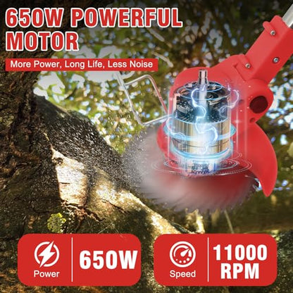 24V Electric Weed Wacker Cordless, 3 in 1 Battery Powered String Trimmer - color: Black-red