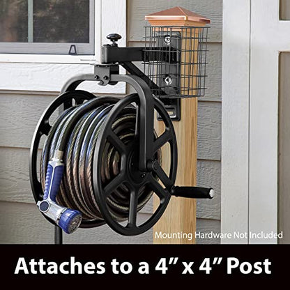 Liberty Garden 712-B Single Arm Navigator Multi-Directional Garden Hose Reel, Holds 125-Feet of, 5/8-Inch, Black - style: Single Arm, Black