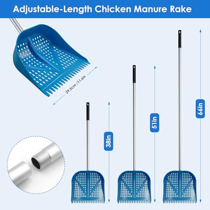 Thiswing Chicken Poop Scooper & Rake 2-in-1, Blue - color: Blue