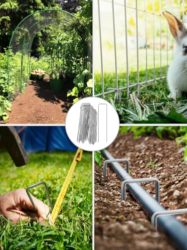 GROWNEER GROWNEER 100 Pack Landscape Staples 6 inch 11 Gauge Yard Stakes - size: 6 Inch