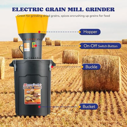 Moogiantgo 15.8Gal Grain Mill Grinder Electric Corn Grinder 1300W Feed Mil