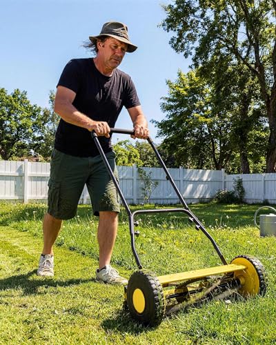 14" Hand Push Lawn Mower, 5-Blade Push Reel Lawn Mower