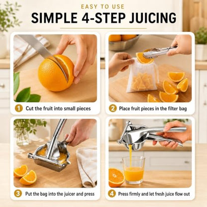 Lemon Squeezer, Stainless Steel Orange Juice No Pulp Juicer Press