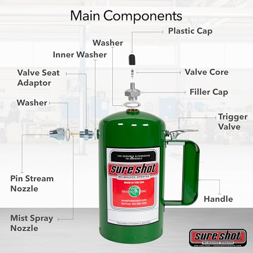 Sure Shot A1000G 32 oz Refillable Pressurized Steel Sprayer Can, Green