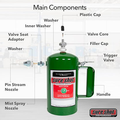 Sure Shot A1000G 32 oz Refillable Pressurized Steel Sprayer Can, Green
