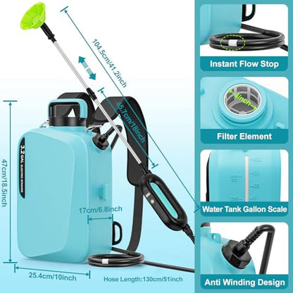 3.2Gal Battery Powered Backpack Sprayer, Electric Pump Sprayer - color: Sky
