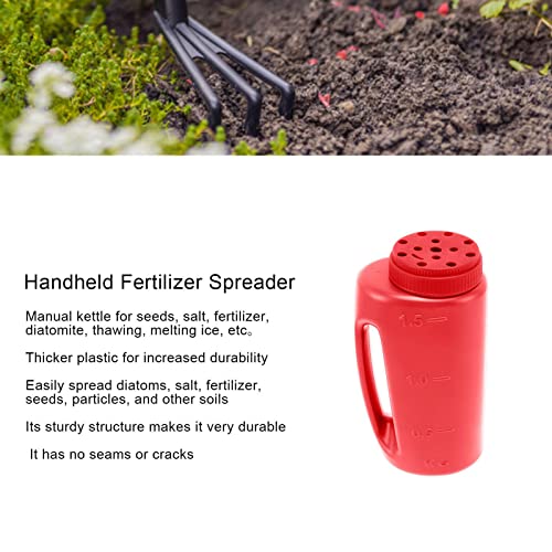 Handheld Fertilizer Spreader Hand Held Grass Seed Spreader Crop Spreading Salt Sowing Pot (Red) - color: Red