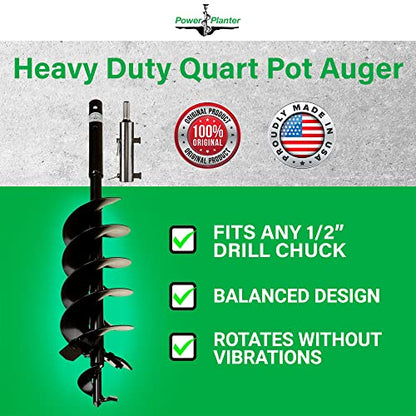 Quart Pot Planting Auger with Heavy Duty Replaceable Parts 5" x 28" with 1/2" Non-Slip Hex Drive, Garden Auger for Planting 5” & 6” Potted Plants, Garden Digging Tool for Dirt, Clay, Soil and Sand - style: Heavy Duty