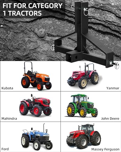 GARVEE 3 Point Hitch Receiver, Quick Trailer Hitch Attachments for Category 1 Tractor Drawba