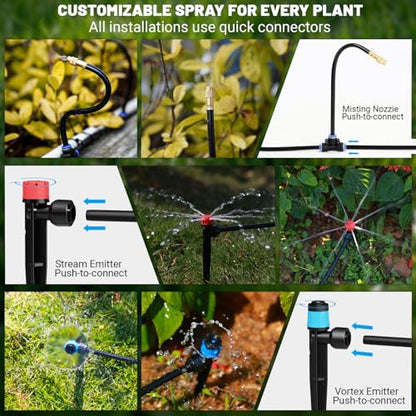 230FT Drip Irrigation Kit with 34 Emitters, 3 Spray Types, Watering System - size: 230FT