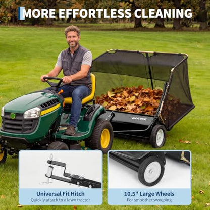 Garvee 52" Lawn Sweeper Tow Behind with 33.55 Cu. ft. Hopper - color: Black, size: 52 Inch