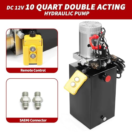 Nakkaa 12V DC 10 Quart Hydraulic Power Device Double Acting Hydraulic Pump - size: 10 Quart Double