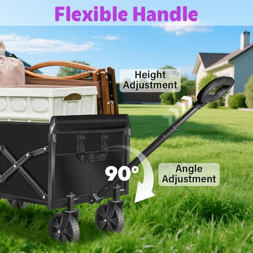 Wagons Cart Foldable, 280 lbs Collapsible Wagon with Wheels for Camping - size: 280LBS