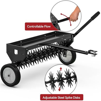 YITAMOTOR 40in Tow Behind Spike Aerator, Lawn Plug Aerator Soil Penetrator