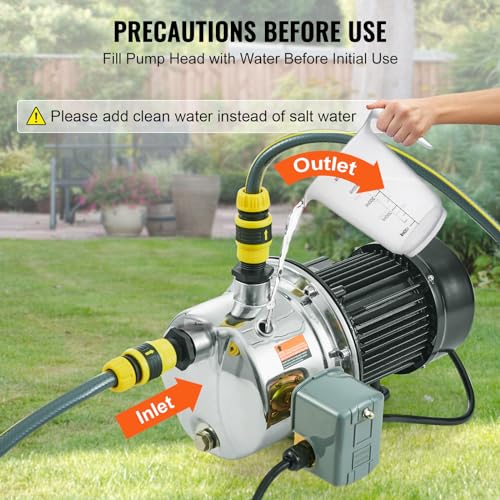 VEVOR 3/4HP SUS304 Stainless Steel Shallow Well Jet Pump, 115 Volt, 18.5 GPM 131 FT Maximum Head Irrigation Water Pump, for Agricultural Garden Irrigation System High-Rise Water Supply Shower Booster - style: 3/4HP SUS304